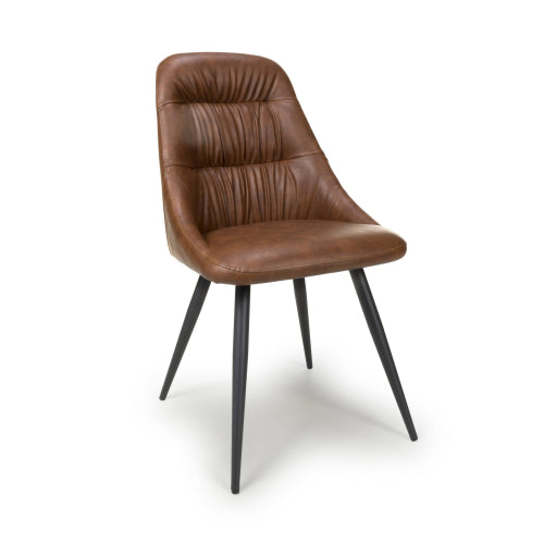 Corinth Tan Faux Leather Dining Chairs In Pair
