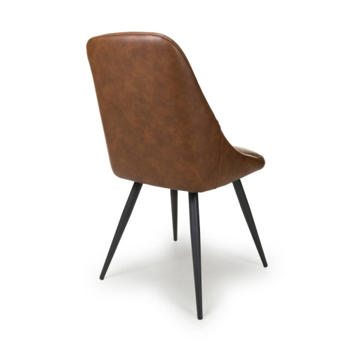 Corinth Tan Faux Leather Dining Chairs In Pair