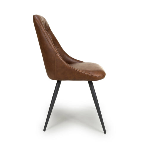 Corinth Tan Faux Leather Dining Chairs In Pair