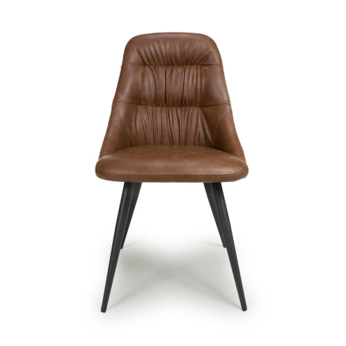 Corinth Tan Faux Leather Dining Chairs In Pair