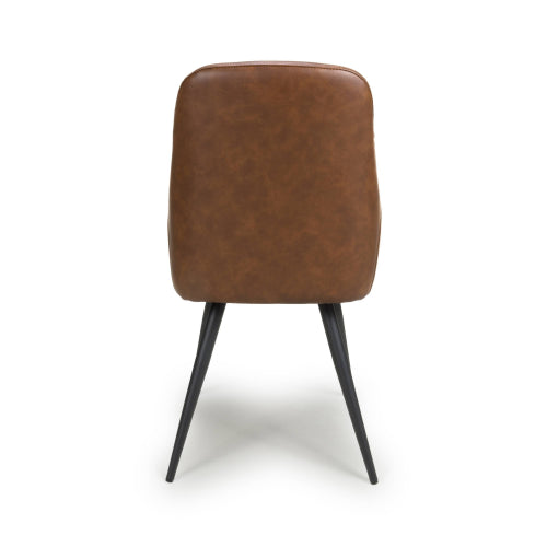 Corinth Tan Faux Leather Dining Chairs In Pair