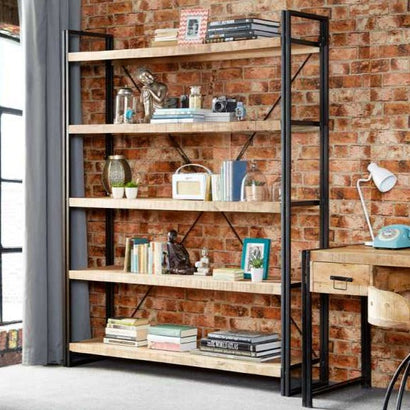 Cosmo Industrial Large Open Bookcase - Furniture One Shop