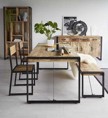 Cosmo Industrial Metal & Wood Dining Chair In Pair