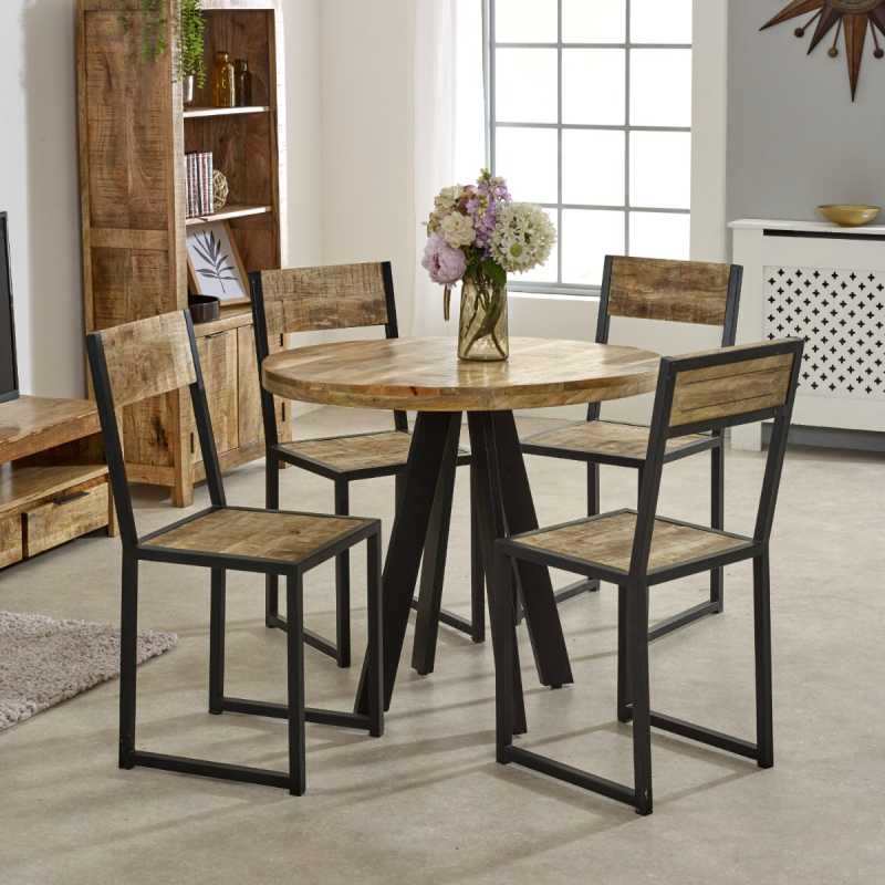 Cosmo Industrial Metal & Wood Dining Chair In Pair