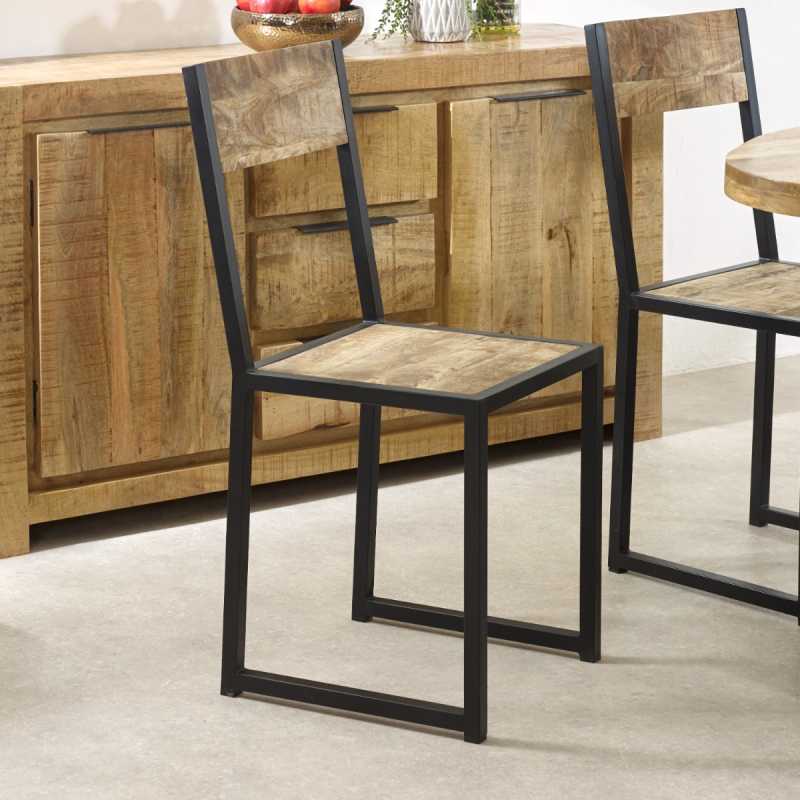 Cosmo Industrial Metal & Wood Dining Chair In Pair