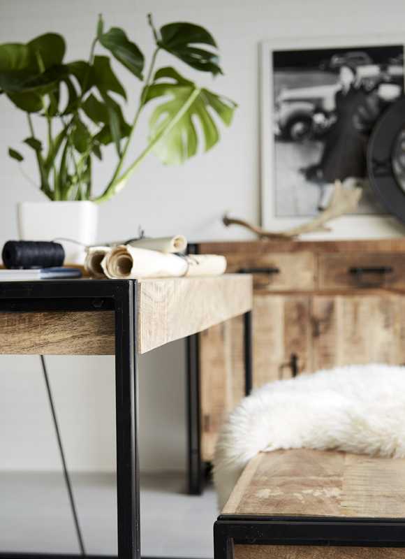Cosmo Industrial Metal & Wood Dining Table - Large
