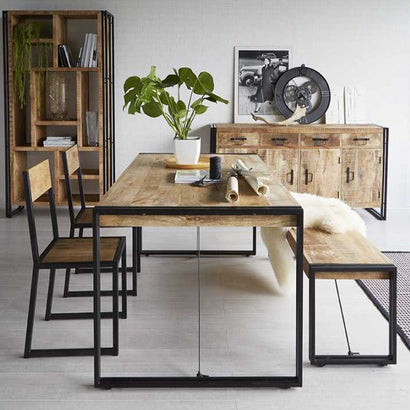 Cosmo Industrial Metal & Wood Dining Table - Large