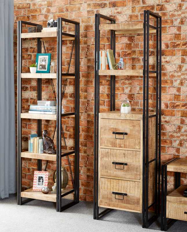 Cosmo Industrial Slim Open Bookcase