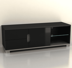 Costa TV Stand In Black Gloss Front and Dark Oak Effect