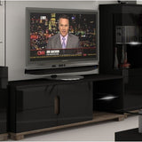Costa TV Stand In Black Gloss Front and Dark Oak Effect