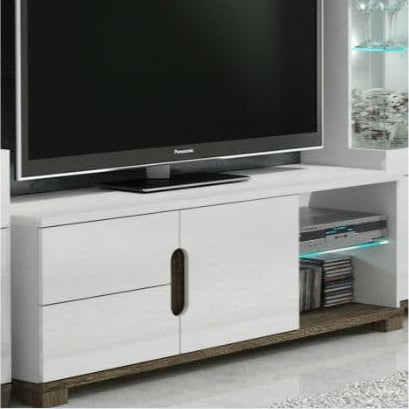 Costa TV Stand In White Gloss Front and Dark Oak Effect