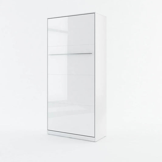 CP-03 Vertical Wooden Wall Single Bed in Gloss White 90cm