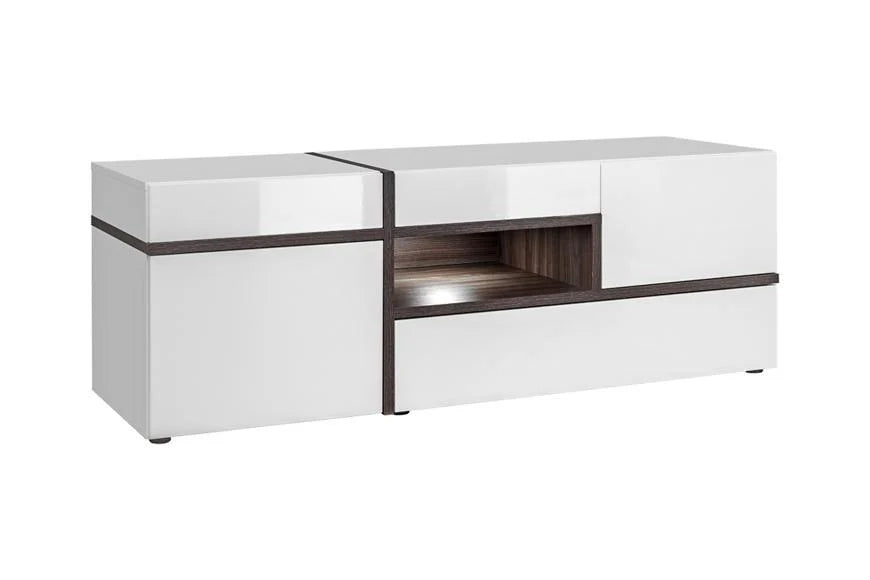 Cross Wooden Entertainment Unit in Front White High Gloss