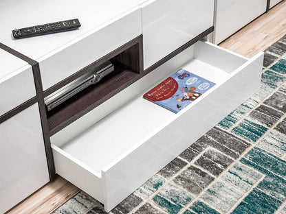 Cross Wooden TV Stand in White High Gloss - 150cm - Furniture One Shop