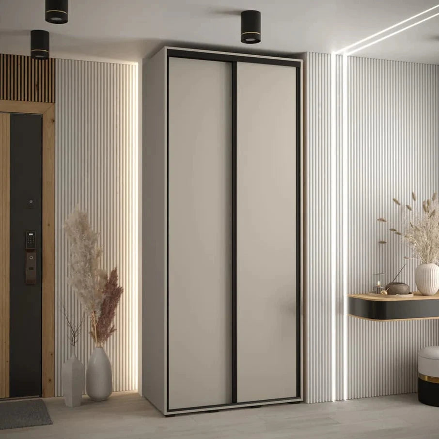 Dakota 2 Sliding Door Wooden Wardrobe in Cashmere