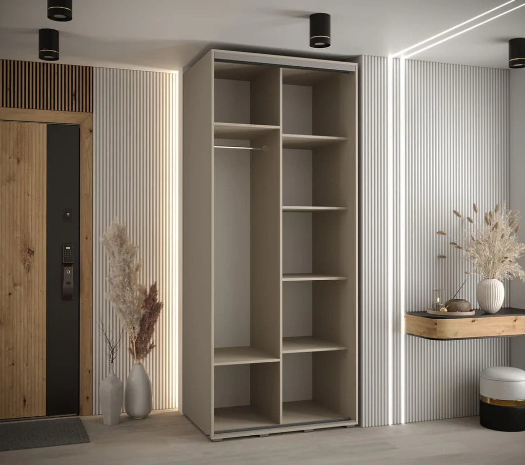 Dakota 2 Sliding Door Wooden Wardrobe in Cashmere