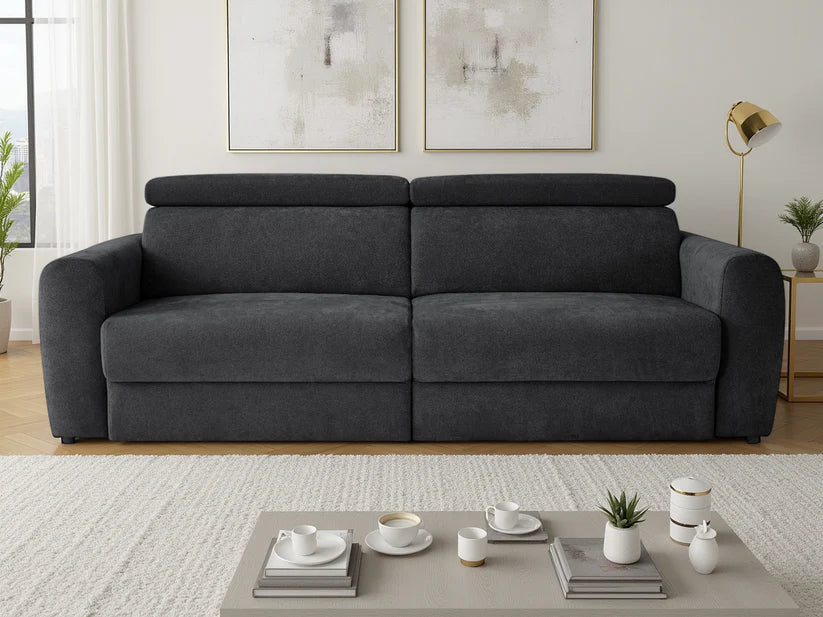 Dakota 3 Seater Electric Reclining Sofa Bed In Black Fabric - Furniture One Shop