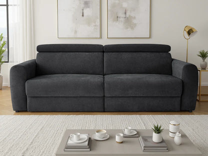 Dakota 3 Seater Electric Reclining Sofa Bed In Black Fabric - Furniture One Shop