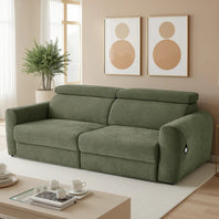 Dakota 3 Seater Electric Reclining Sofa Bed In Green Fabric