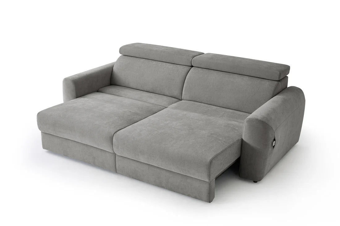 Dakota 3 Seater Electric Reclining Sofa Bed In Grey Fabric - Furniture One Shop