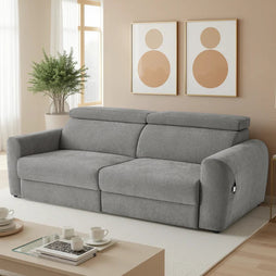 Dakota 3 Seater Electric Reclining Sofa Bed In Grey Fabric