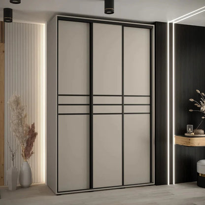 Dakota 3 Sliding Door Wooden Wardrobe in Cashmere