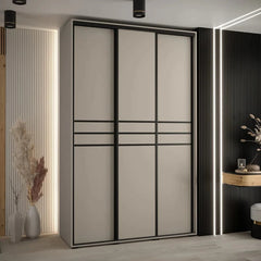 Dakota 3 Sliding Door Wooden Wardrobe in Cashmere - Furniture One Shop