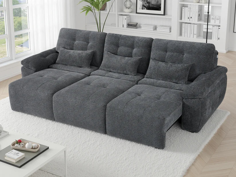Dallas Electric Sofa Bed 3 Seater In Grey - Furniture One Shop