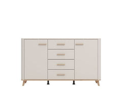 Dariqon 2 Door 4 Drawer Sideboard In Cashmere And Oak Effect