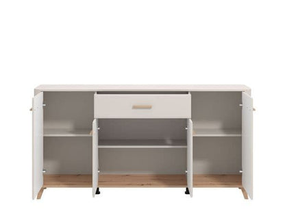 Dariqon 4 Door 1 Drawer Sideboard In Cashmere And Oak Effect