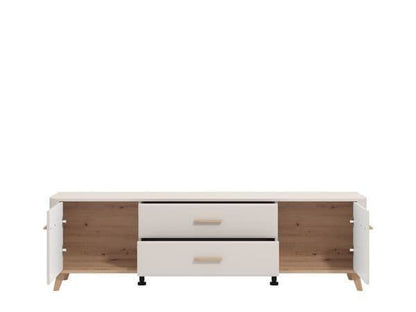 Dariqon Large TV Stand With 2 Door 2 Drawer In Cashmere And Oak Effect