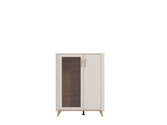 Dariqon Low 2 Door Display Cabinet In Cashmere And Oak Effect