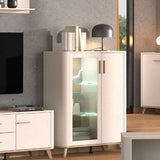 Dariqon Low 2 Door Display Cabinet In Cashmere And Oak Effect