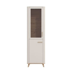 Dariqon Tall Slim 2 Door Display Cabinet In Cashmere And Oak Effect