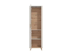 Dariqon Tall Slim 2 Door Display Cabinet In Cashmere And Oak Effect