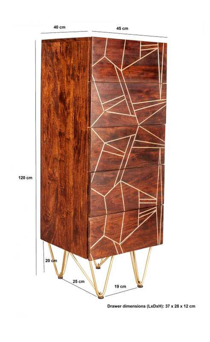 Dark Gold Tall Chest Of Drawers