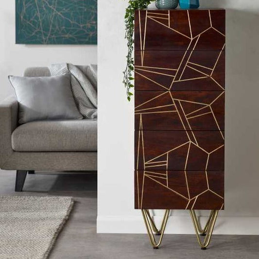 Dark Gold Tall Chest Of Drawers