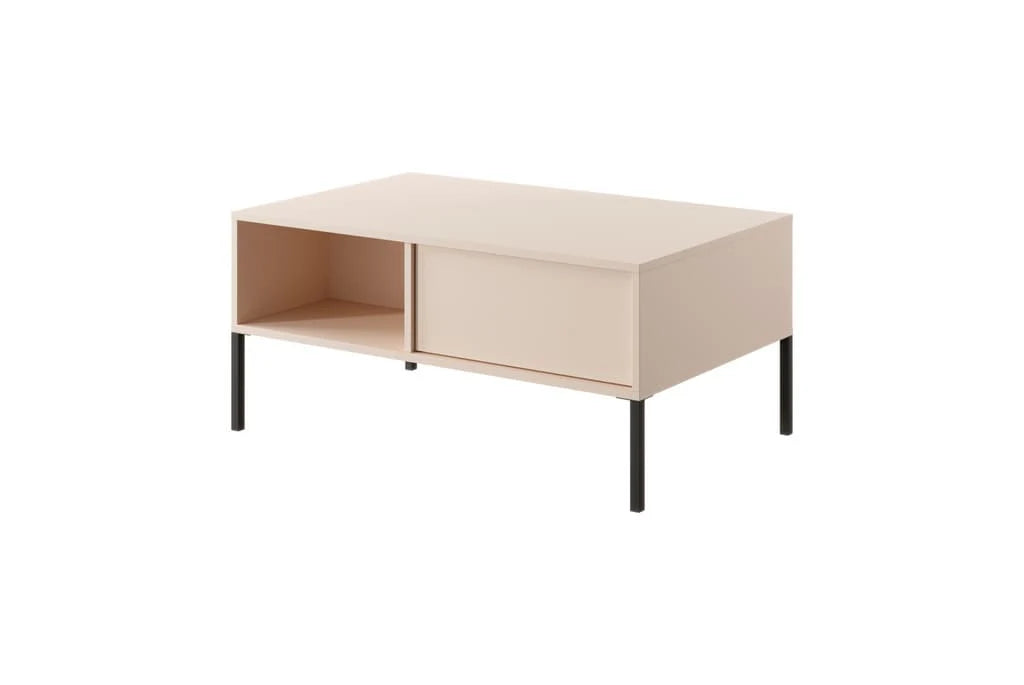 Dast Wooden Coffee Table 97cm in Beige With Black Metal Legs