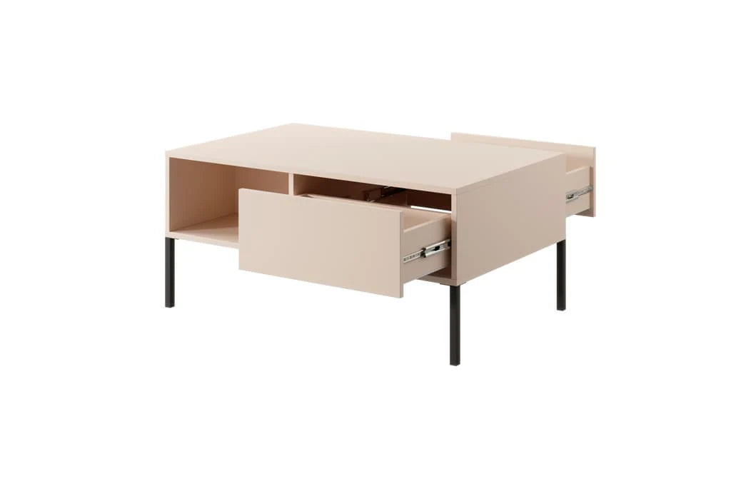 Dast Wooden Coffee Table 97cm in Beige With Black Metal Legs