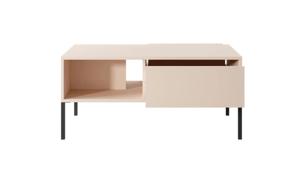 Dast Wooden Coffee Table 97cm in Beige With Black Metal Legs