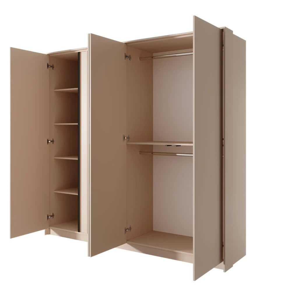 Dast Hinged Door Wooden Wardrobe 223cm in Beige