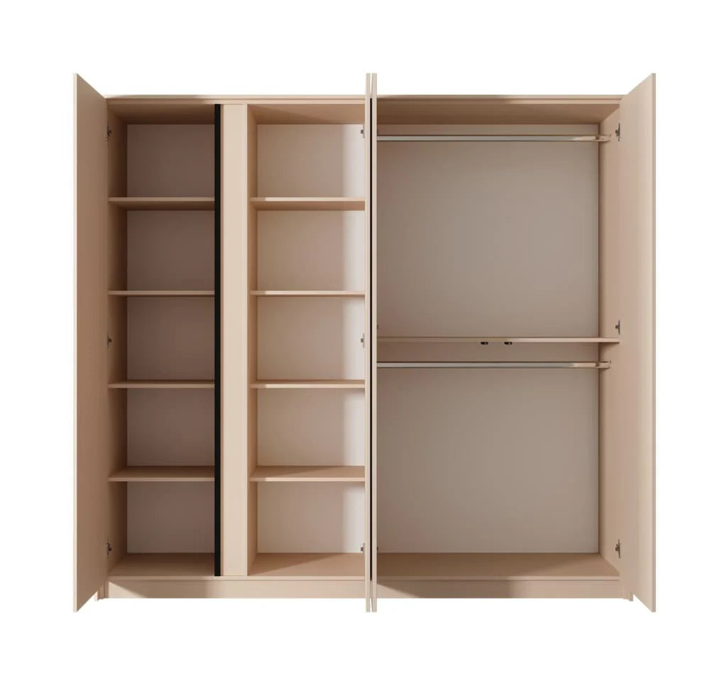 Dast Hinged Door Wooden Wardrobe 223cm in Beige