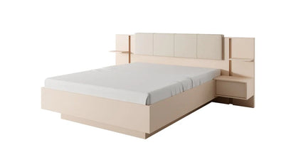 Dast King Size Ottoman Bed With Bedside Cabinets in Beige