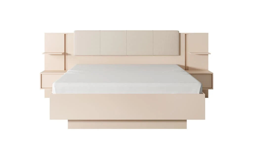 Dast King Size Ottoman Bed With Bedside Cabinets in Beige