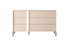 Dast Wooden Chest Of 6 Drawers in Beige with Black Metal Legs