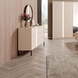 Dast Wooden Chest Of 6 Drawers in Beige with Black Metal Legs