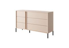 Dast Wooden Chest Of 6 Drawers in Beige with Black Metal Legs