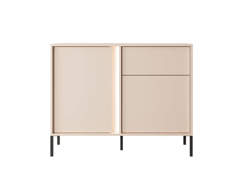 Dast Wooden Sideboard 104cm in Beige with Black Metal Legs