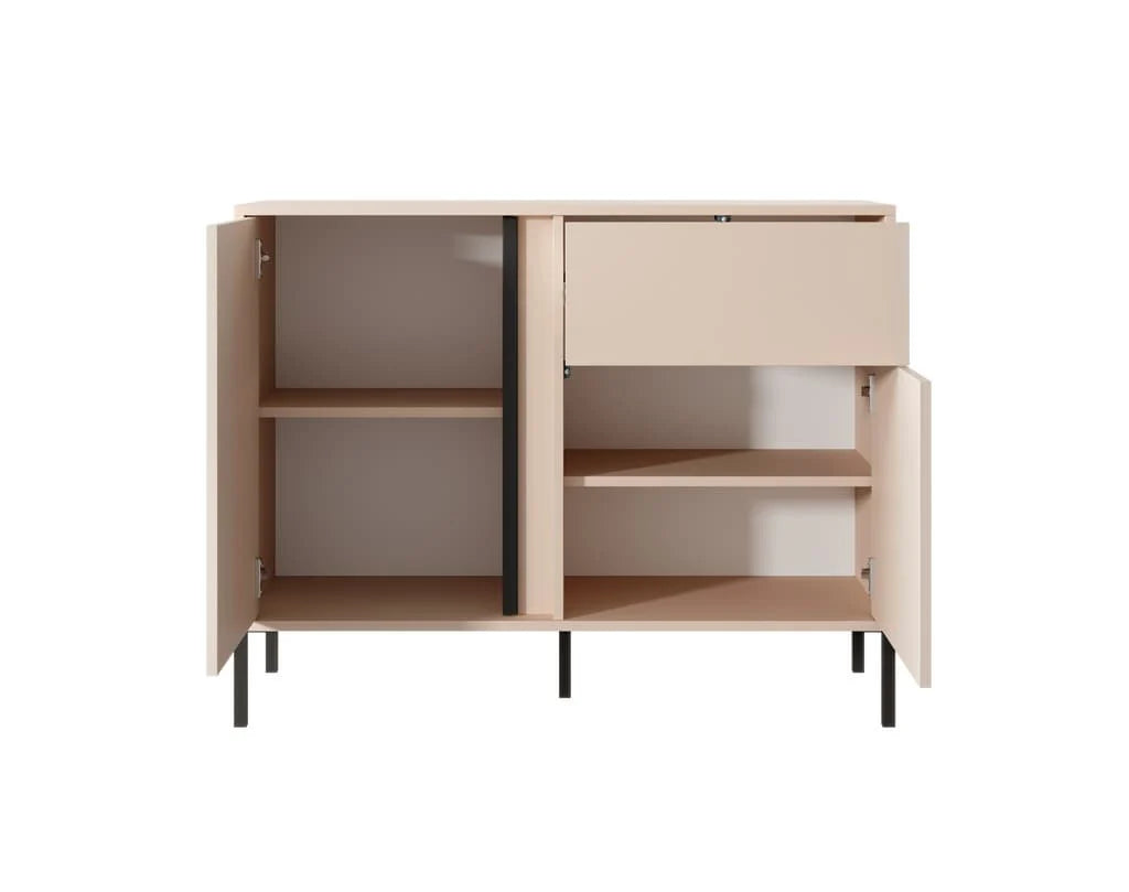 Dast Wooden Sideboard 104cm in Beige with Black Metal Legs