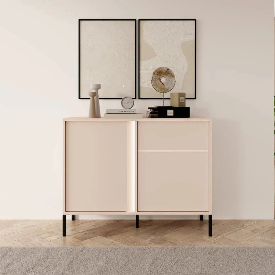 Dast Wooden Sideboard 104cm in Beige with Black Metal Legs